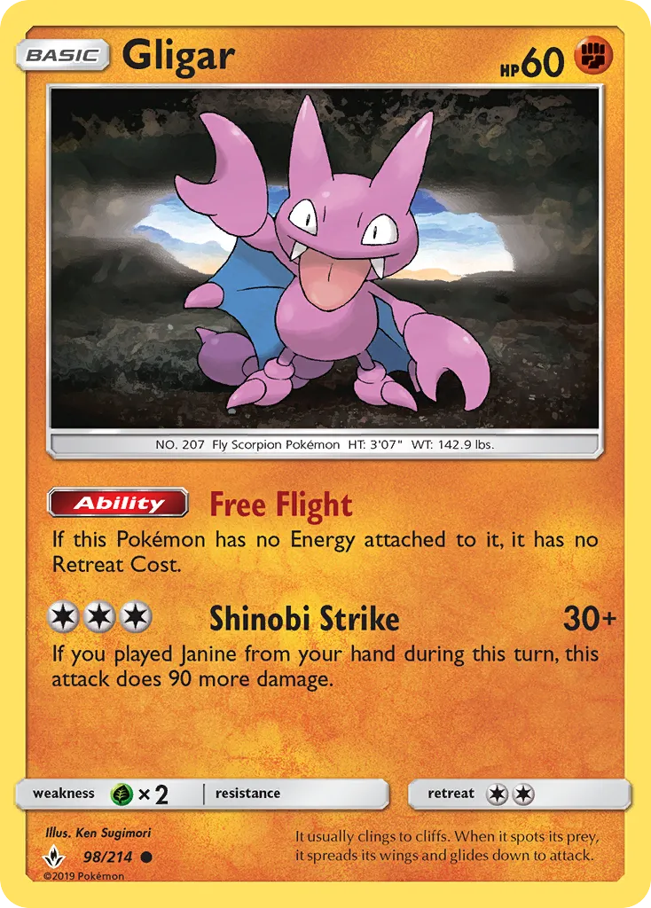 2019 Unbroken Bonds Gligar Common #098/214 Common card image