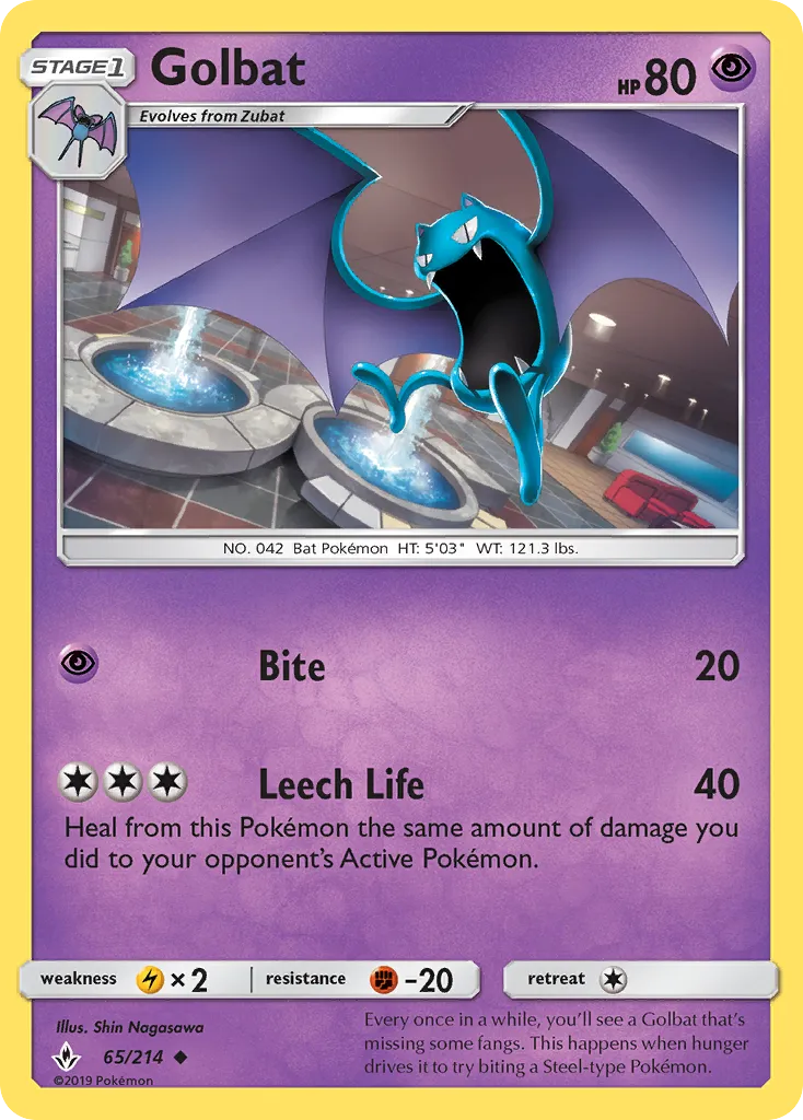 2019 Unbroken Bonds Golbat Uncommon #065/214 Uncommon card image
