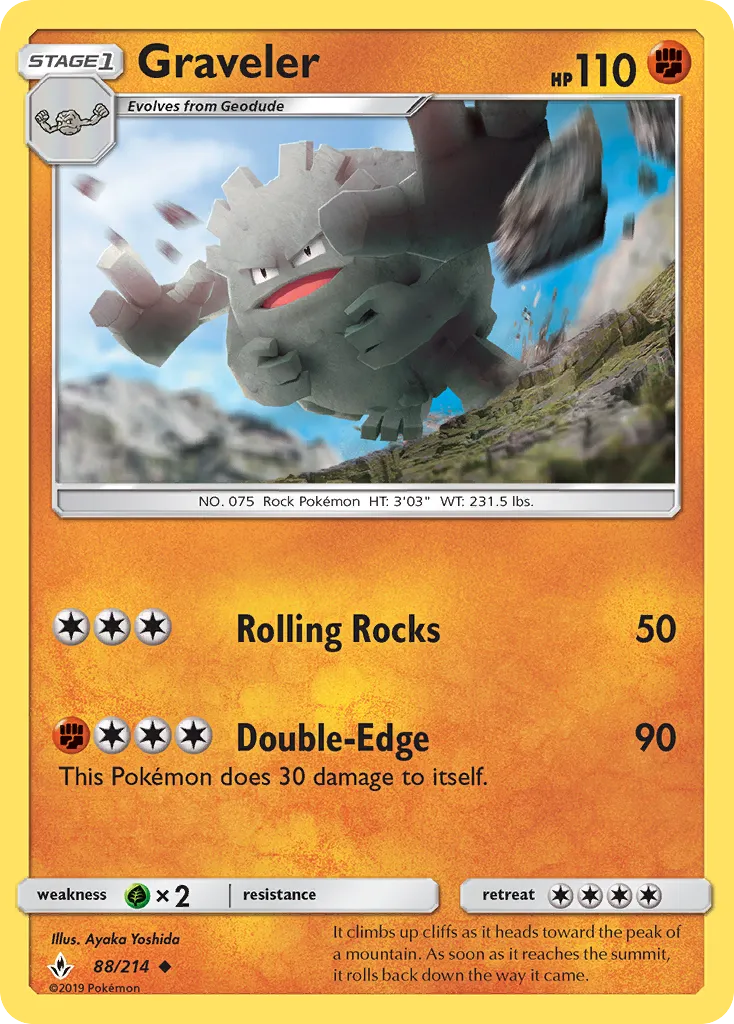 2019 Unbroken Bonds Graveler #088/214 Uncommon card image