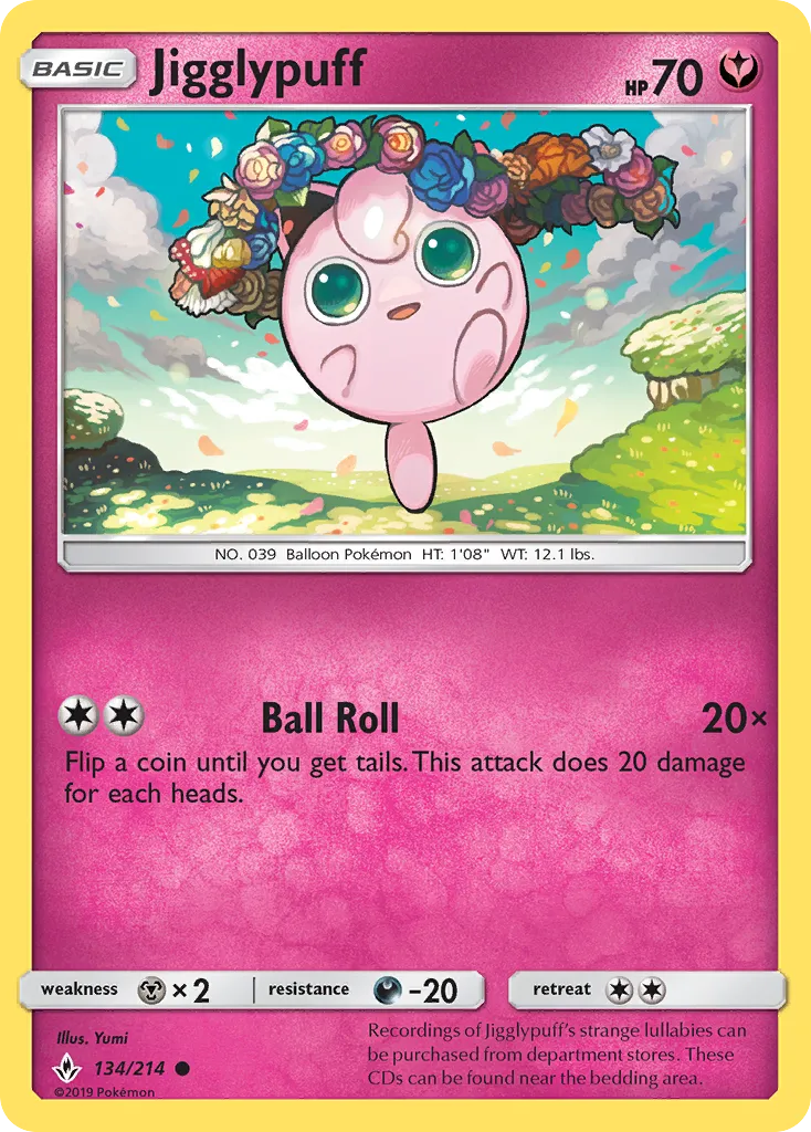 2019 Unbroken Bonds Jigglypuff #134/214 Common card image