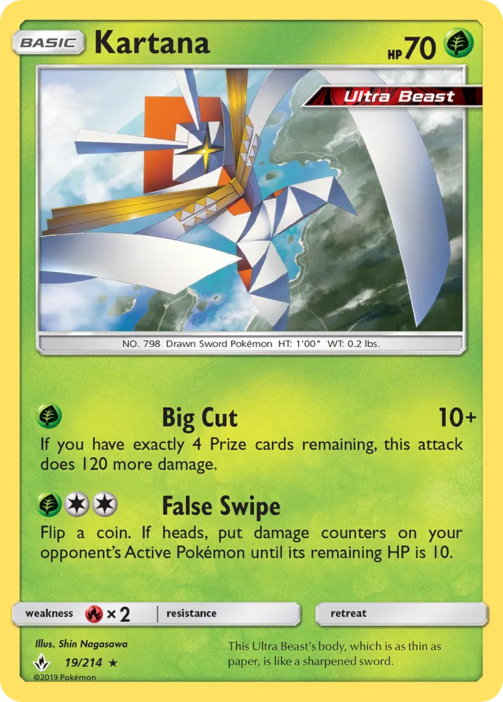 2019 Unbroken Bonds Kartana Rare Holo #019/214 Rare Holo card image
