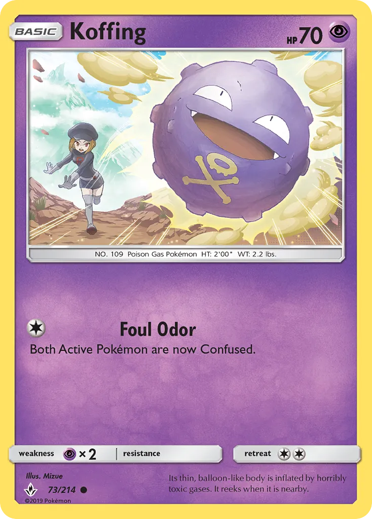 2019 Unbroken Bonds Koffing Common #073/214 Common card image