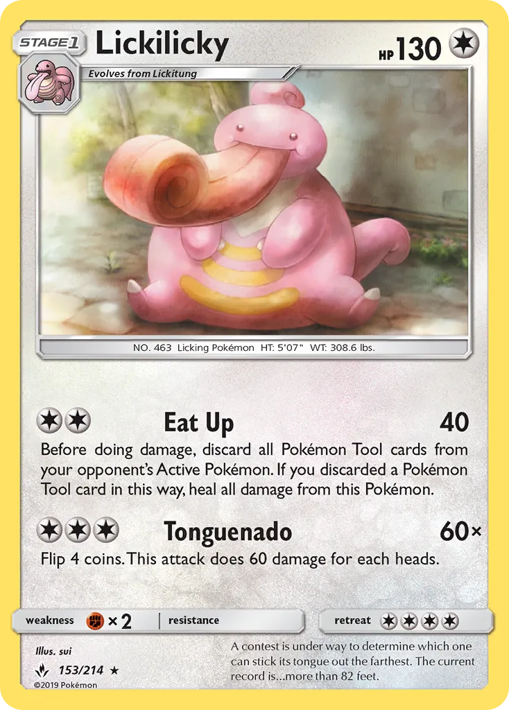 2019 Unbroken Bonds Lickilicky #153/214 Rare card image