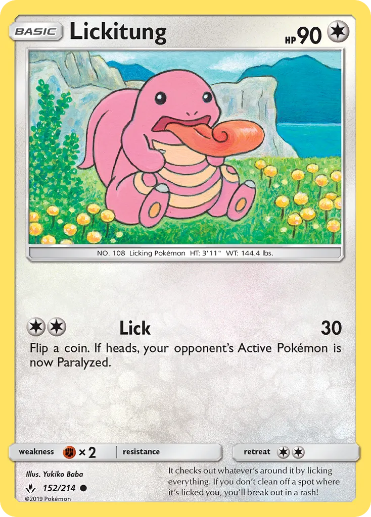 2019 Unbroken Bonds Lickitung #152/214 Common card image