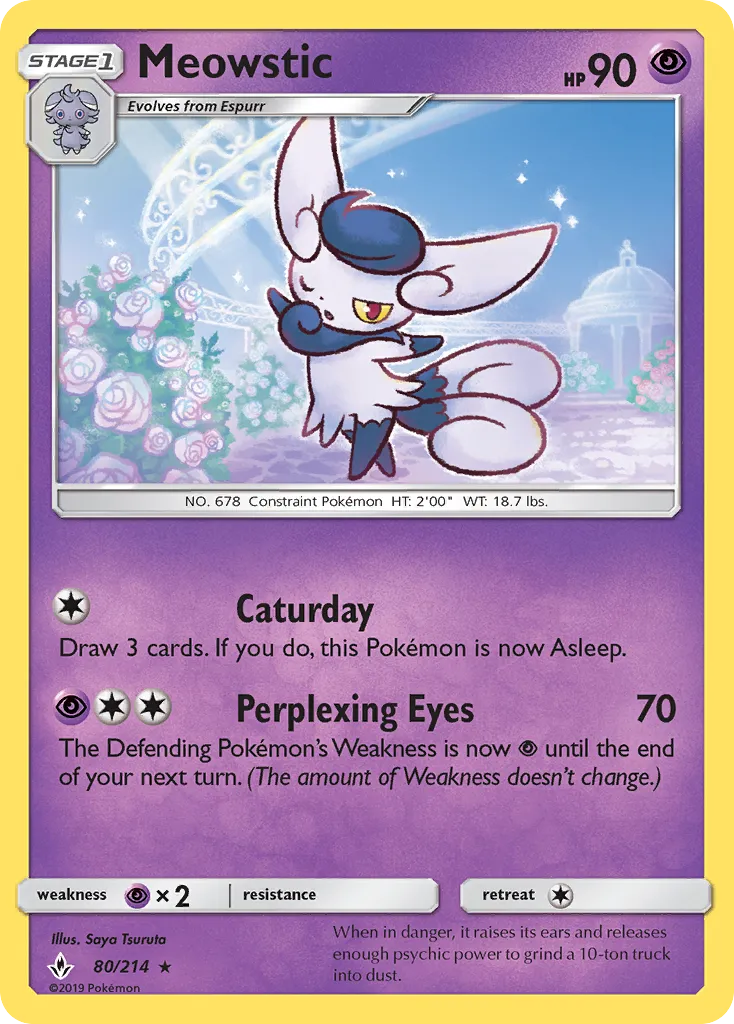 2019 Unbroken Bonds Meowstic #080/214 Rare card image