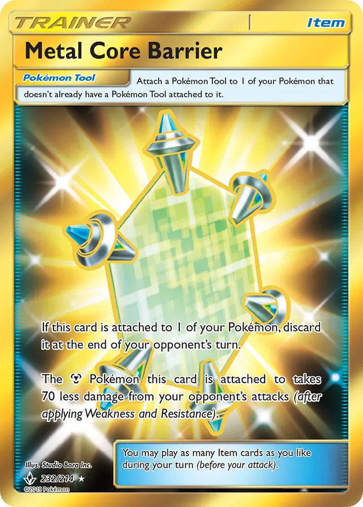 2019 Unbroken Bonds Metal Core Barrier #232/214 Rare Secret card image