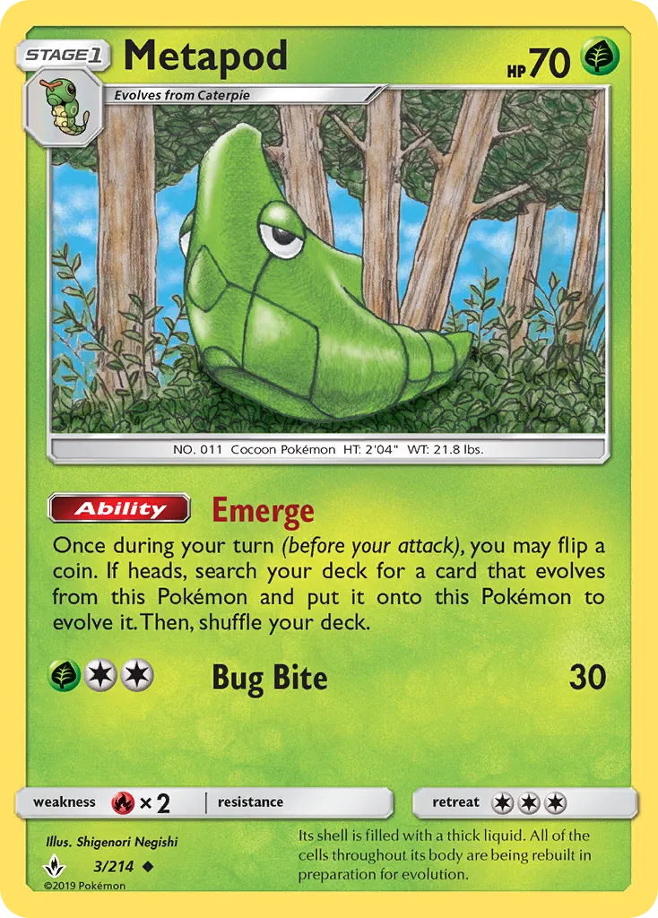 2019 Unbroken Bonds Metapod Uncommon #003/214 Uncommon card image