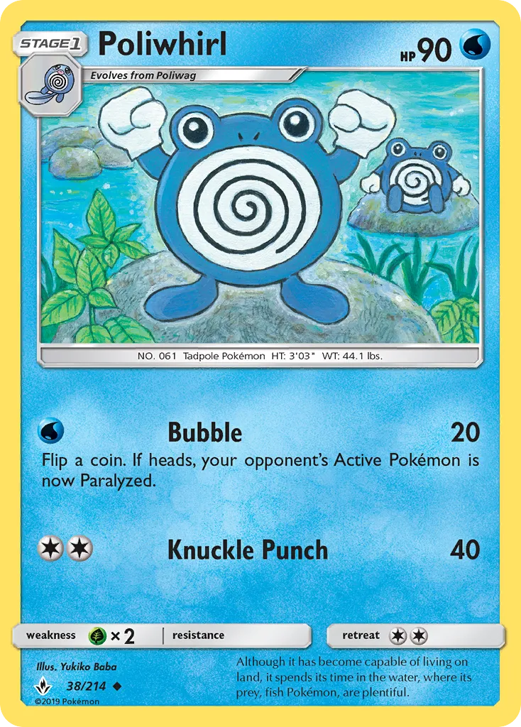 2019 Unbroken Bonds Poliwhirl Uncommon #038/214 Uncommon card image