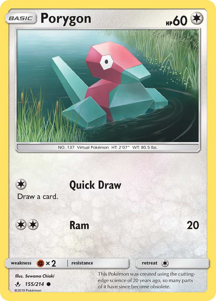 2019 Unbroken Bonds Porygon Common #154/214 Common card image