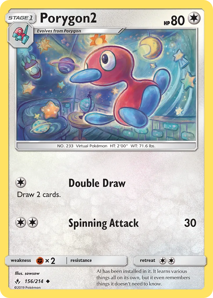 2019 Unbroken Bonds Porygon2 #156/214 Uncommon card image