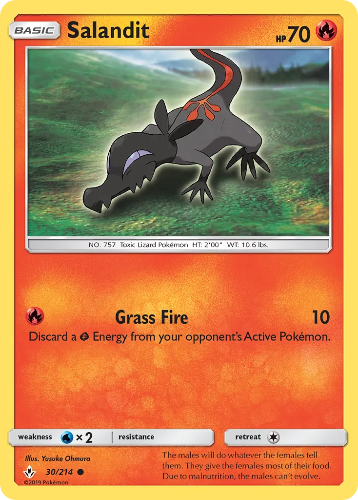 2019 Unbroken Bonds Salandit Common #030/214 Common card image