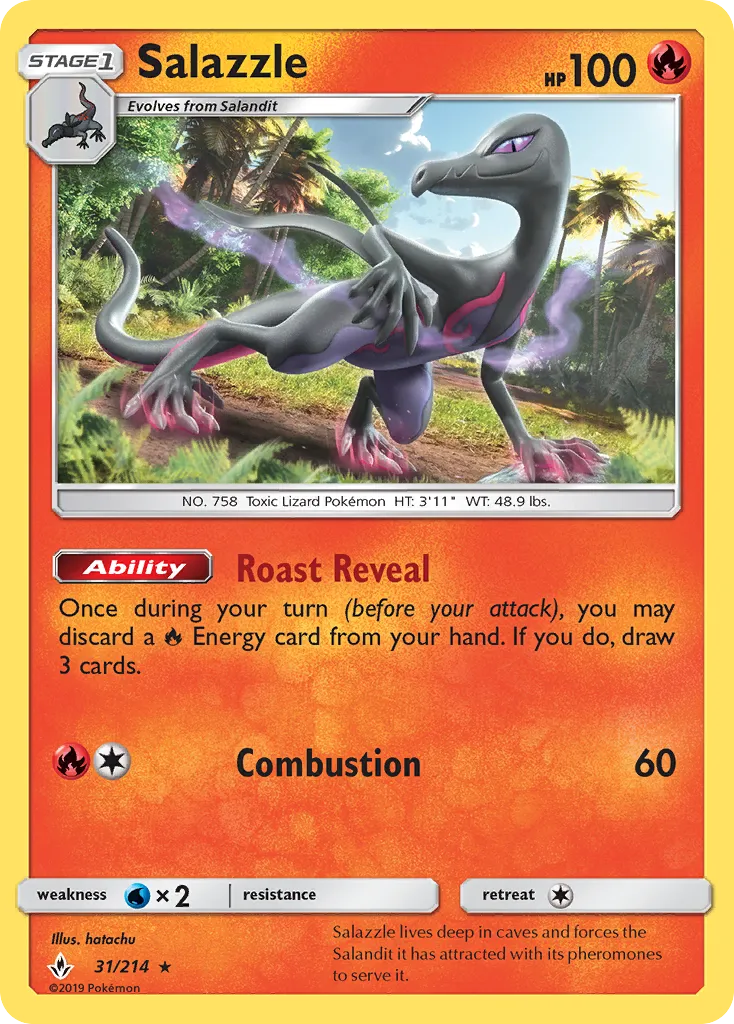2019 Unbroken Bonds Salazzle Rare #031/214 Rare card image