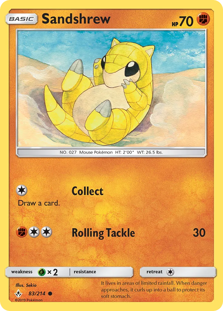 2019 Unbroken Bonds Sandshrew #083/214 Common card image