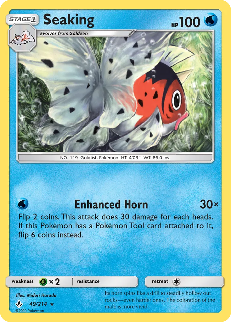 2019 Unbroken Bonds Seaking Rare #049/214 Rare card image