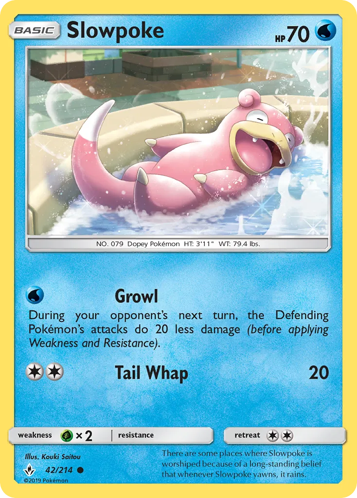 2019 Unbroken Bonds Slowpoke Common #042/214 Common card image