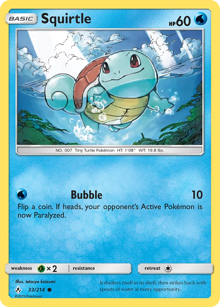 2019 Unbroken Bonds Squirtle Common #033/214 Common card image