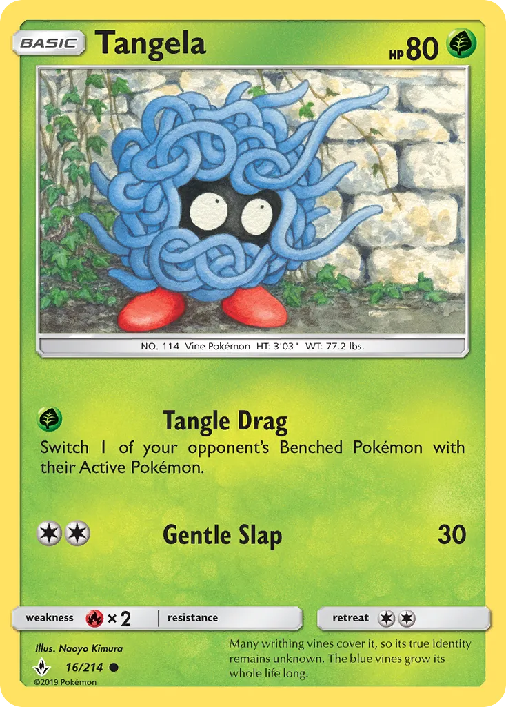 2019 Unbroken Bonds Tangela Common #016/214 Common card image