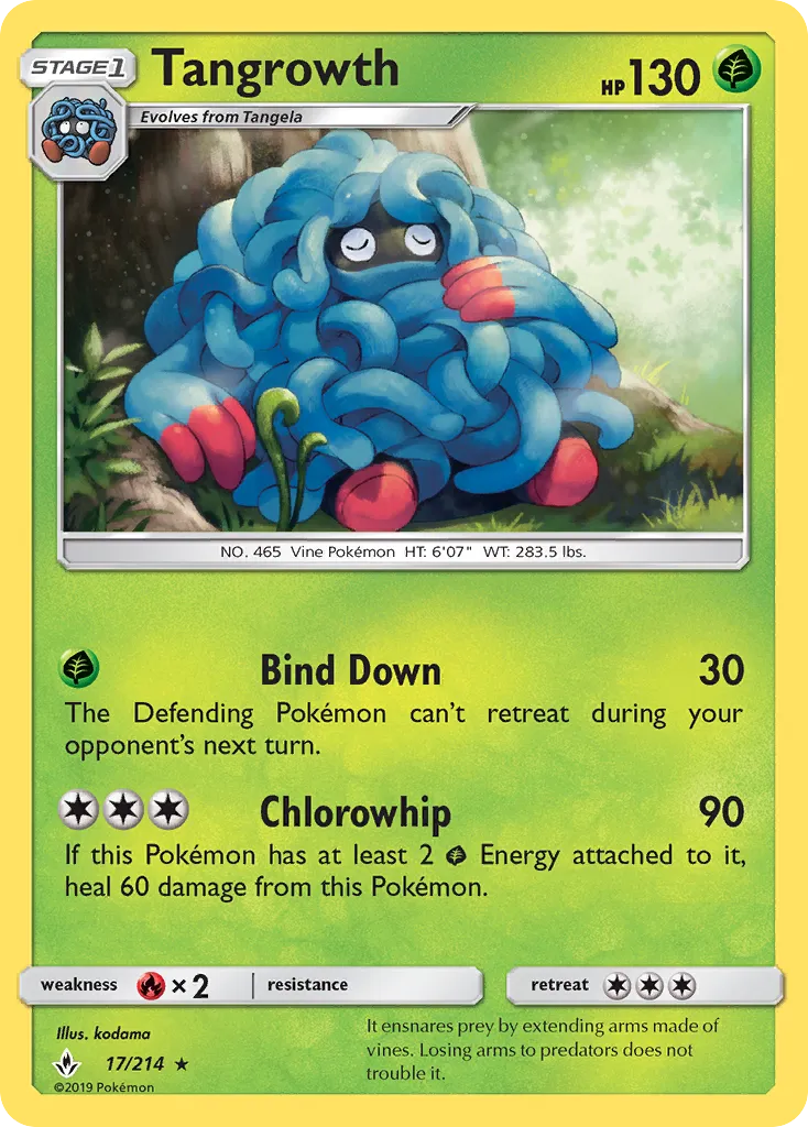 2019 Unbroken Bonds Tangrowth Rare #017/214 Rare card image