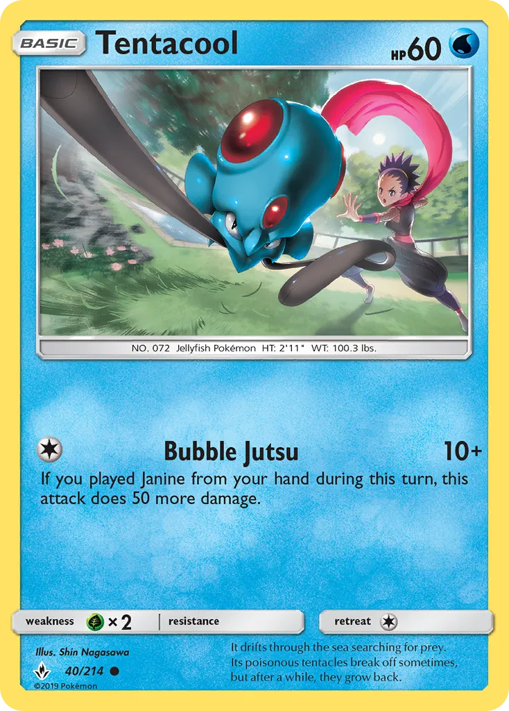 2019 Unbroken Bonds Tentacool Common #040/214 Common card image
