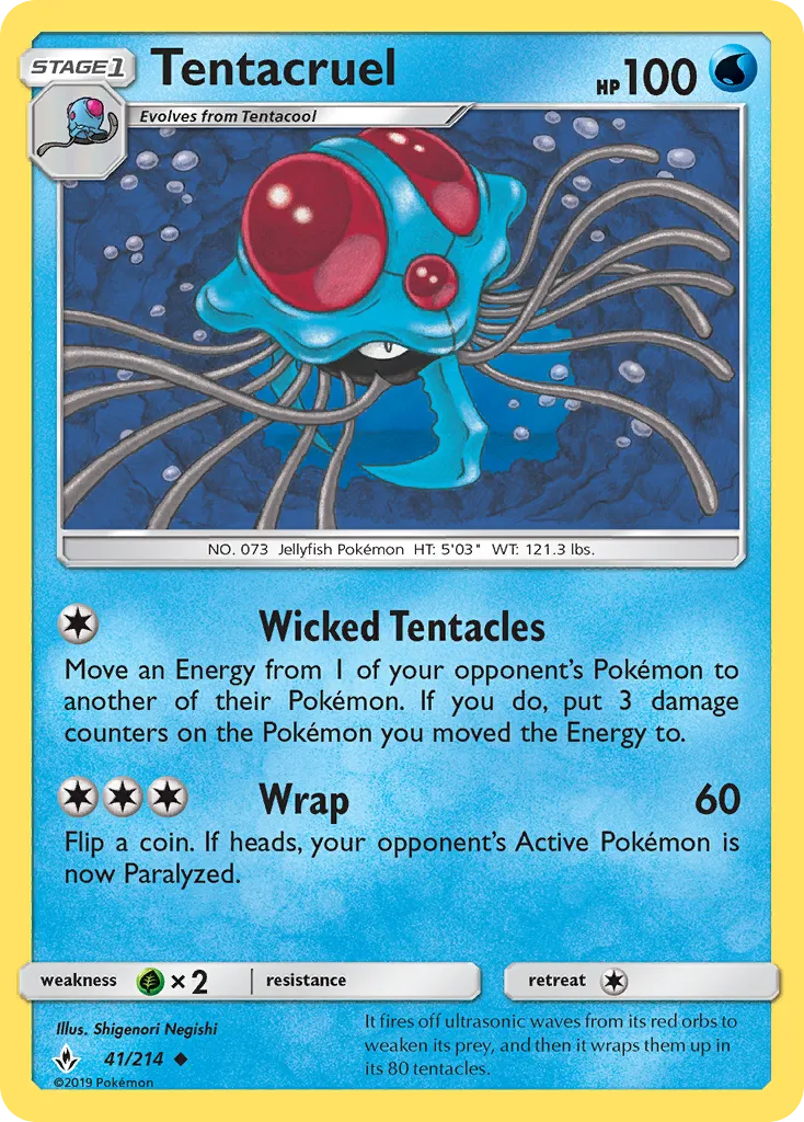 2019 Unbroken Bonds Tentacruel Uncommon #041/214 Uncommon card image