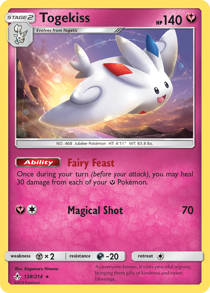 2019 Unbroken Bonds Togekiss #138/214 Rare Holo card image
