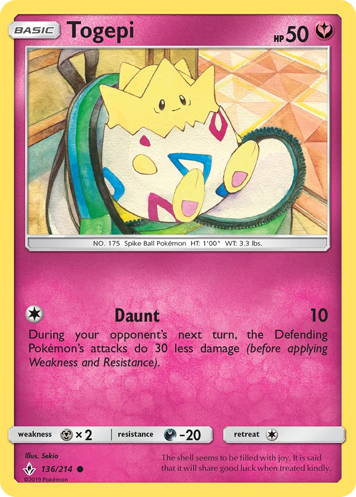2019 Unbroken Bonds Togepi Common #136/214 Common card image