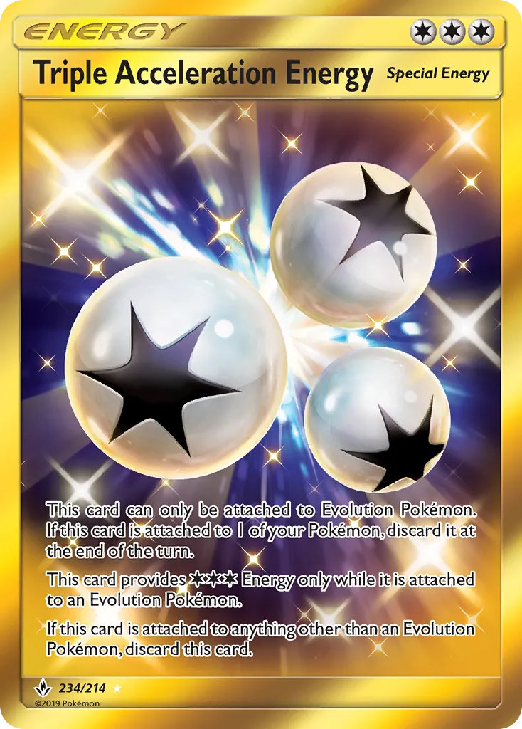 2019 Unbroken Bonds Triple Acceleration Energy #234/214 Rare Secret card image
