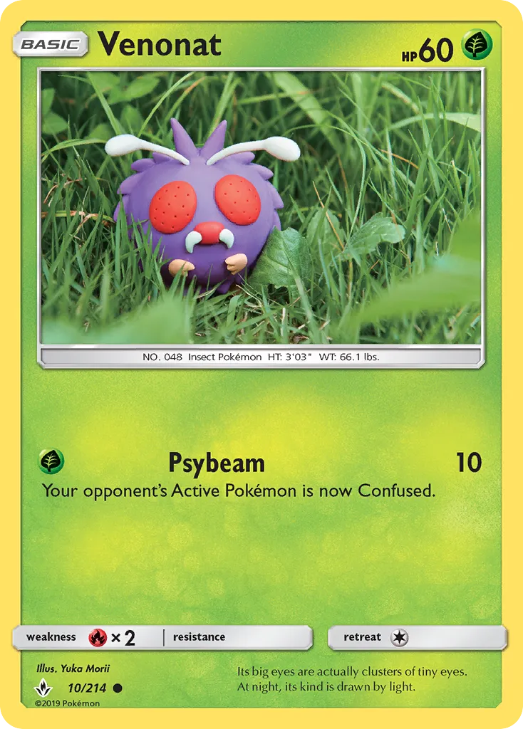 2019 Unbroken Bonds Venonat #010/214 Common card image
