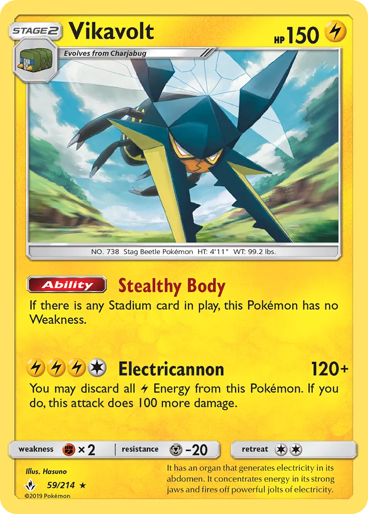 2019 Unbroken Bonds Vikavolt #059/214 Rare Holo card image