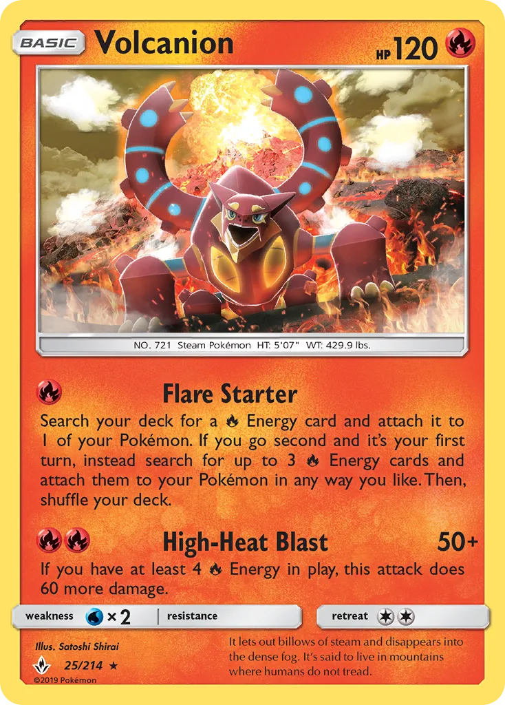 2019 Unbroken Bonds Volcanion Rare Holo #025/214 Rare Holo card image