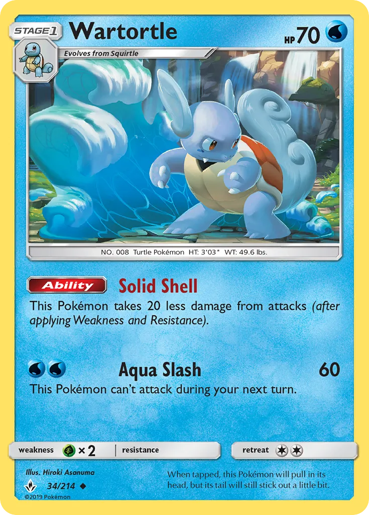 2019 Unbroken Bonds Wartortle Uncommon #034/214 Uncommon card image