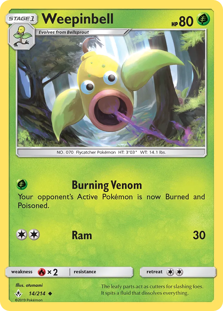 2019 Unbroken Bonds Weepinbell Uncommon #014/214 Uncommon card image