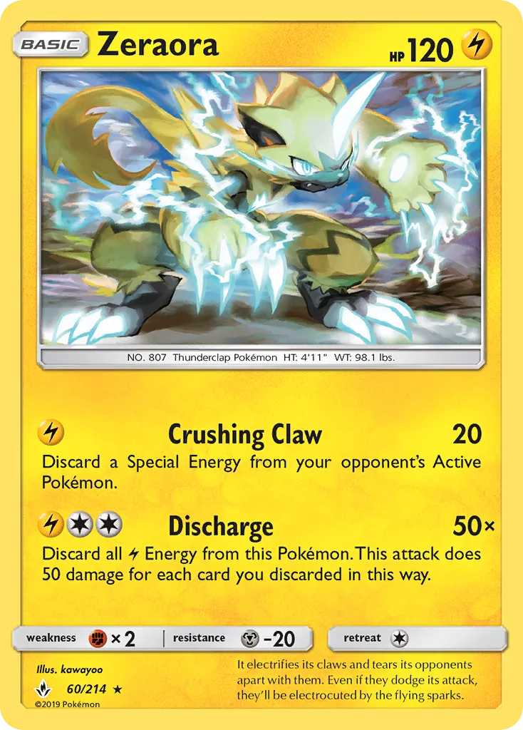 2019 Unbroken Bonds Zeraora #060/214 Rare card image
