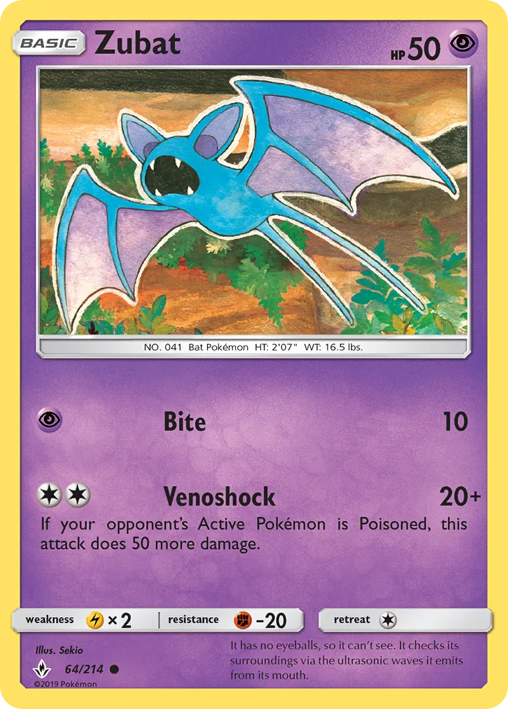 2019 Unbroken Bonds Zubat Common #064/214 Common card image