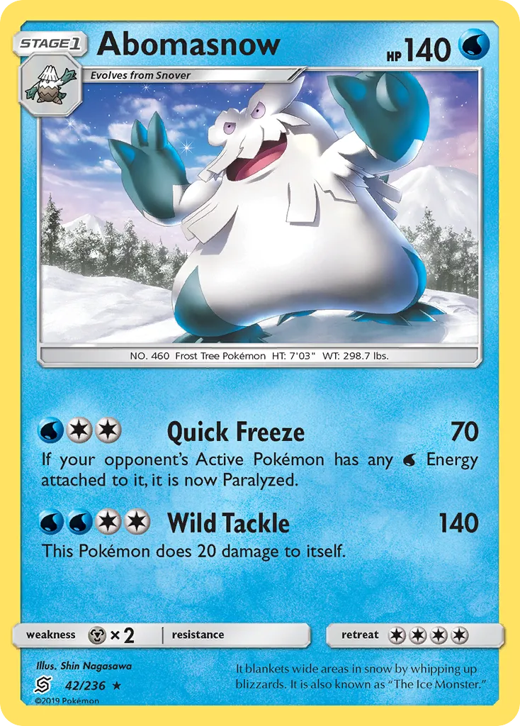 2019 Unified Minds Abomasnow #042/236 Rare card image