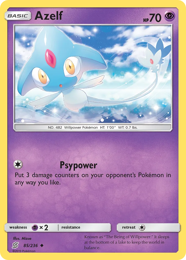 2019 Unified Minds Azelf Uncommon #085/236 Uncommon card image
