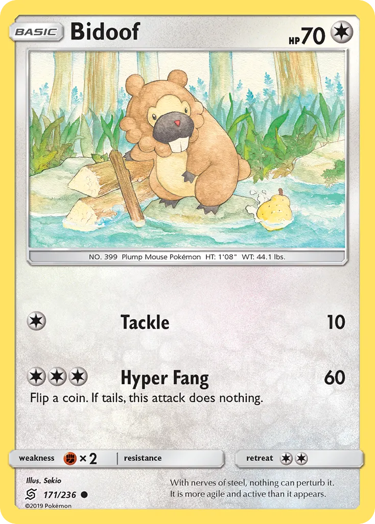 2019 Unified Minds Bidoof Common #171/236 Common card image