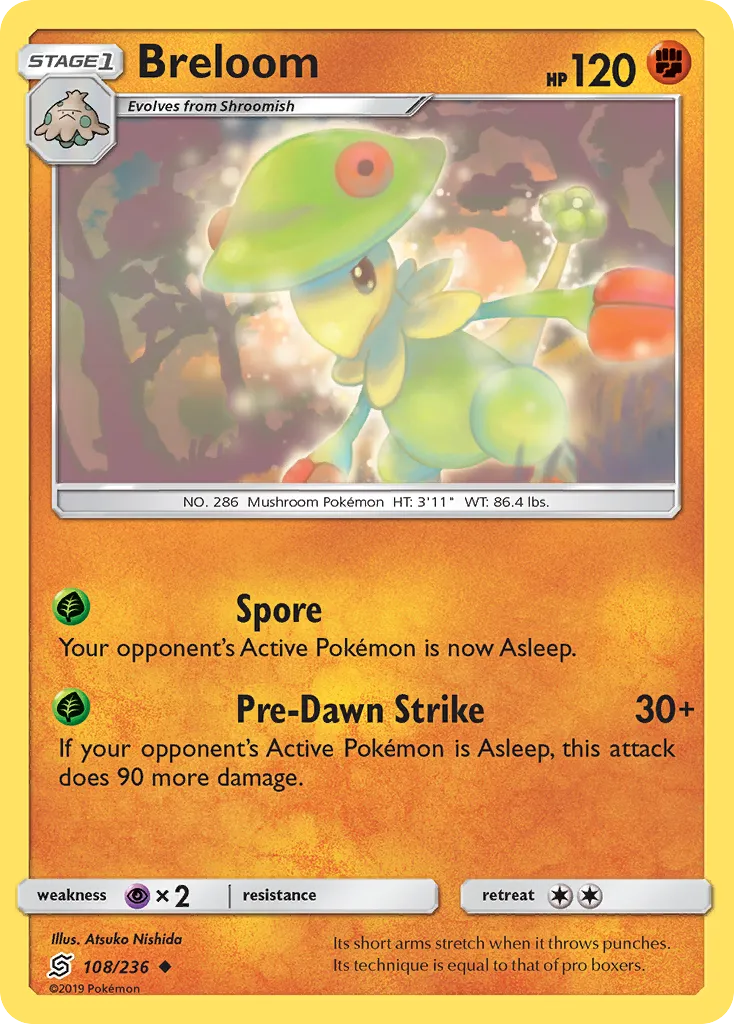 2019 Unified Minds Breloom #108/236 Uncommon card image