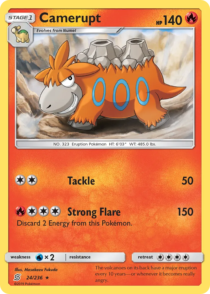 2019 Unified Minds Camerupt #024/236 Rare card image