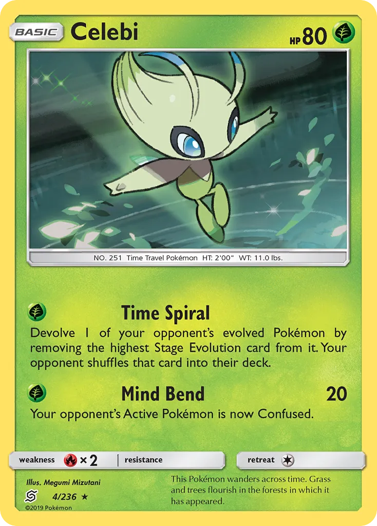 2019 Unified Minds Celebi #004/236 Rare Holo card image