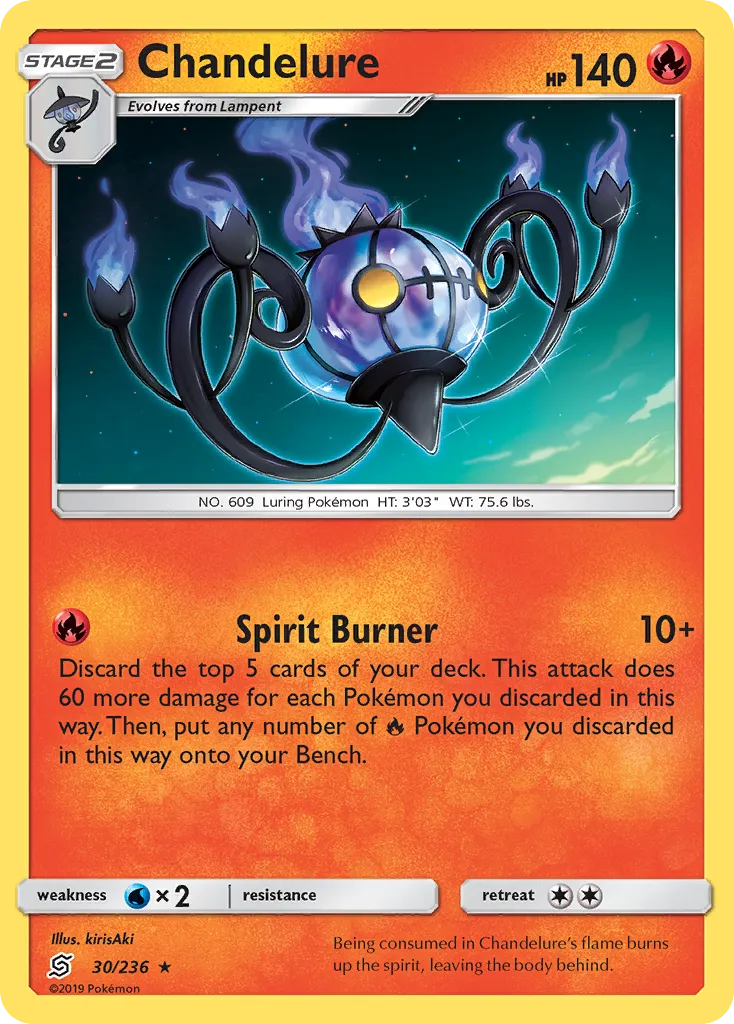 2019 Unified Minds Chandelure #030/236 Rare Holo card image