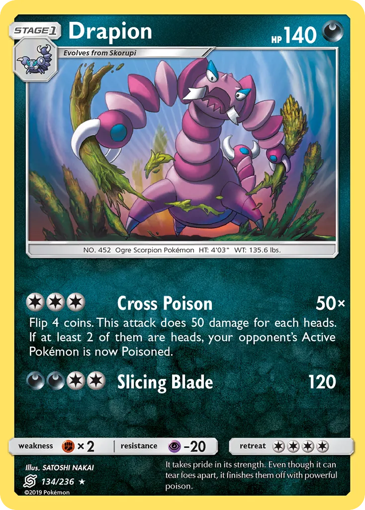 2019 Unified Minds Drapion #134/236 Rare card image