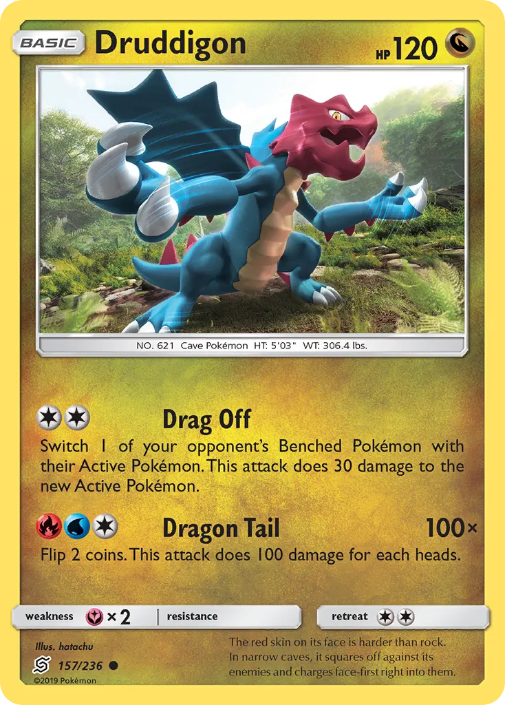 2019 Unified Minds Druddigon Common #157/236 Common card image
