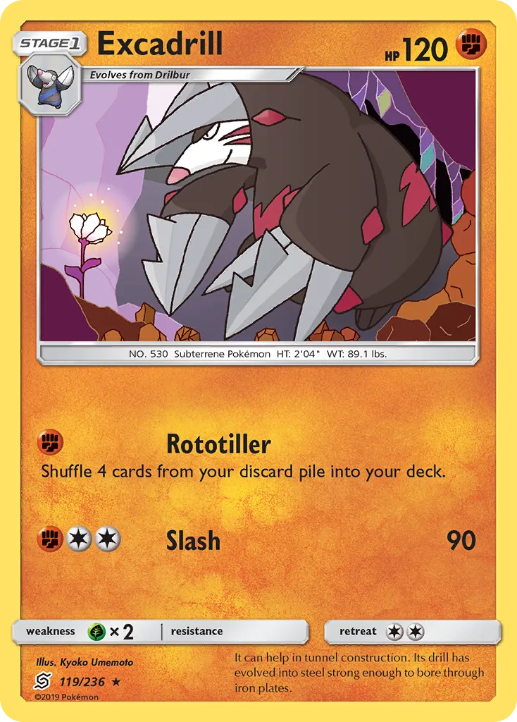 2019 Unified Minds Excadrill #119/236 Rare card image