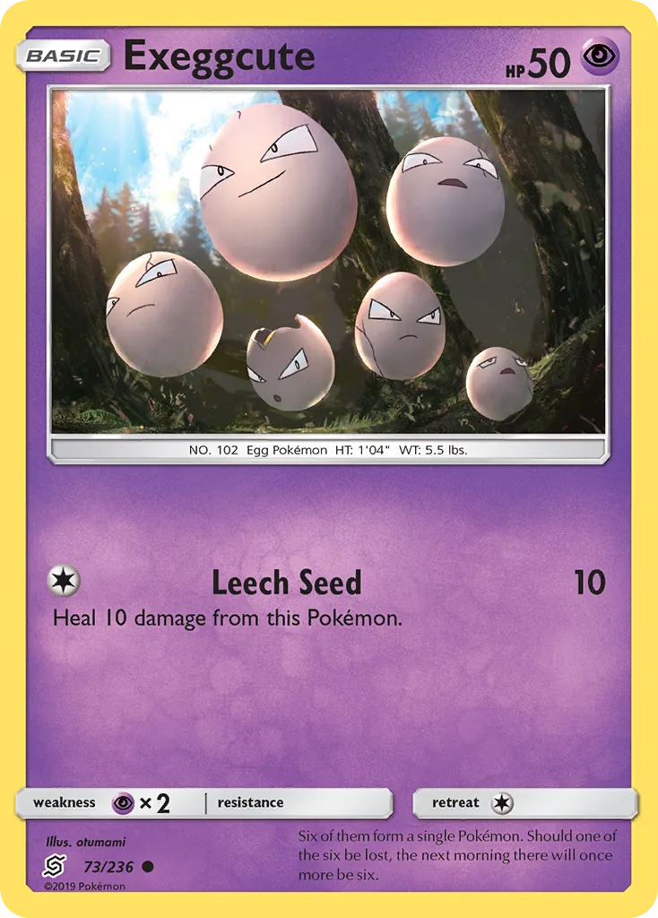 2019 Unified Minds Exeggcute Common #073/236 Common card image
