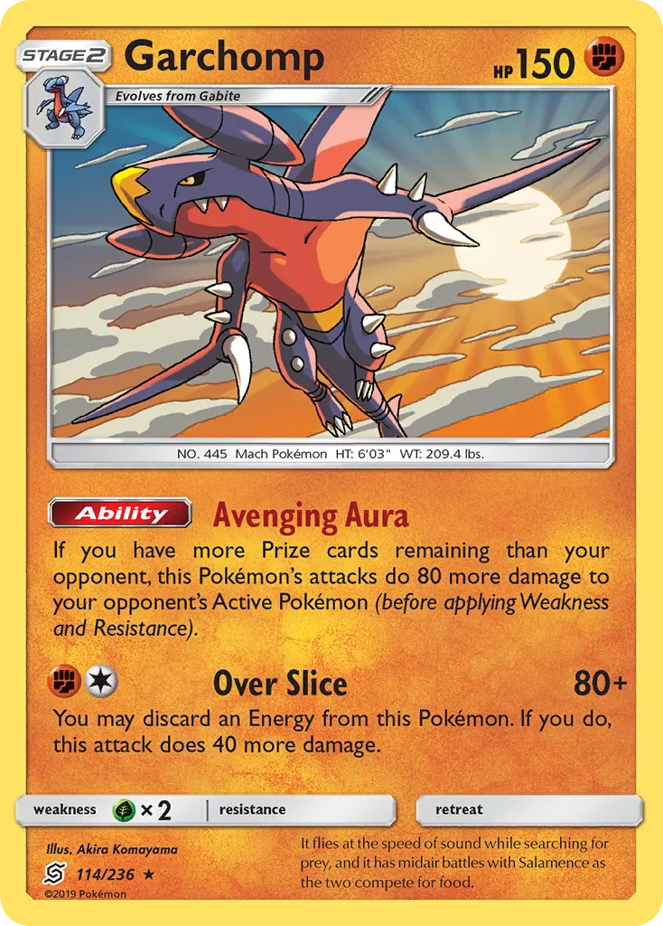 2019 Unified Minds Garchomp #114/236 Rare Holo card image
