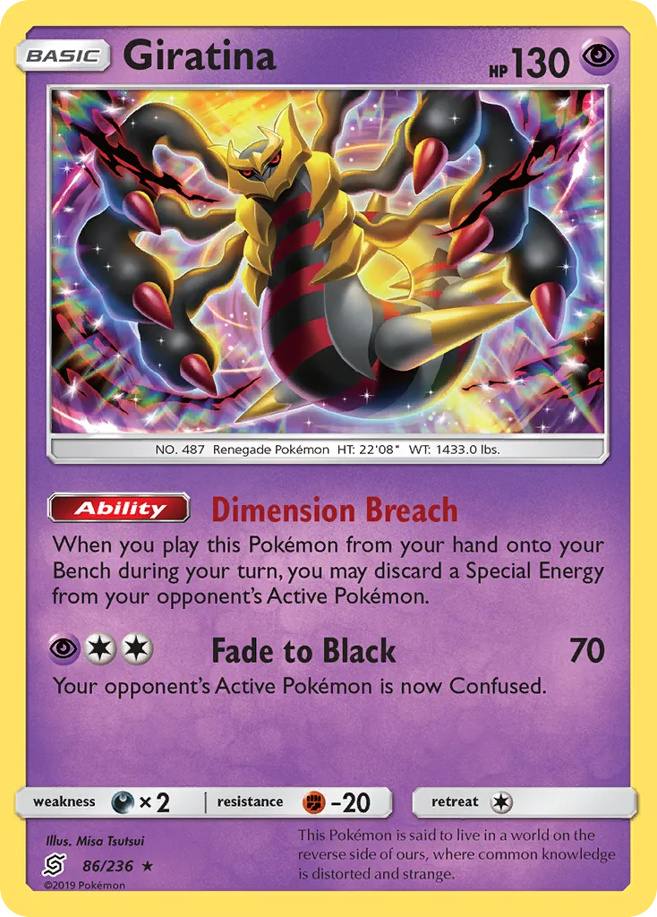 2019 Unified Minds Giratina #086/236 Rare Holo card image