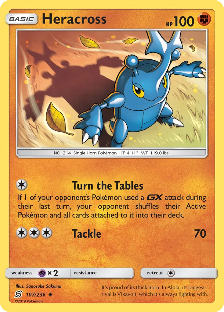 2019 Unified Minds Heracross #107/236 Uncommon card image