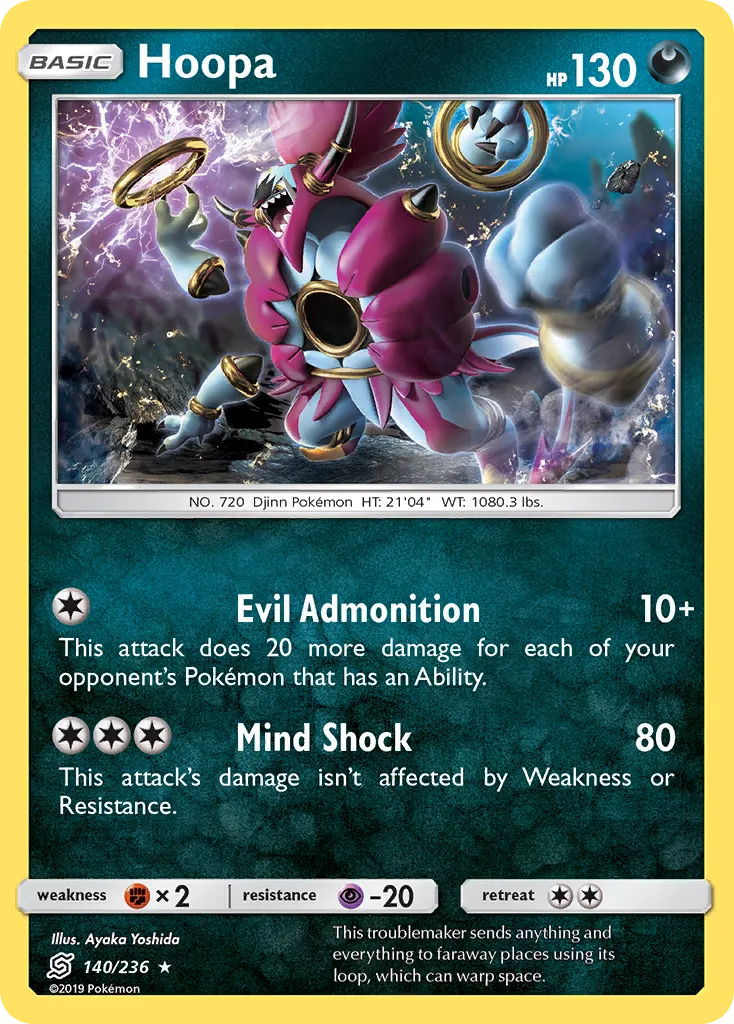 2019 Unified Minds Hoopa #140/236 Rare Holo card image