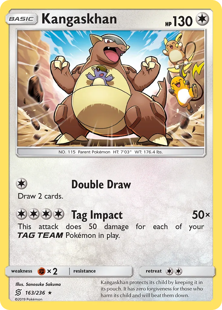 2019 Unified Minds Kangaskhan #163/236 Rare Holo card image